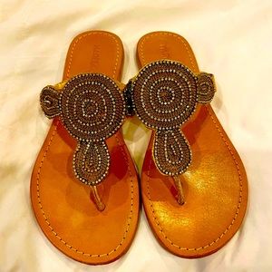 Matisse Tan Leather Boho Beaded Gold
Thong Sandals